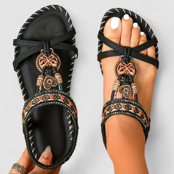 Chaussures d'été féminines, sandales orthopédiques bohèmes, confortables et élégantes avec soutien plantaire.