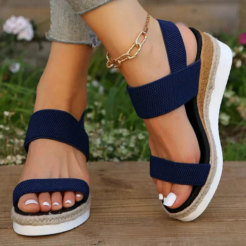 Sandales orthopédiques femme, bout ouvert, confort estival, plateforme espadrille et soutien plantaire pour vos pieds.