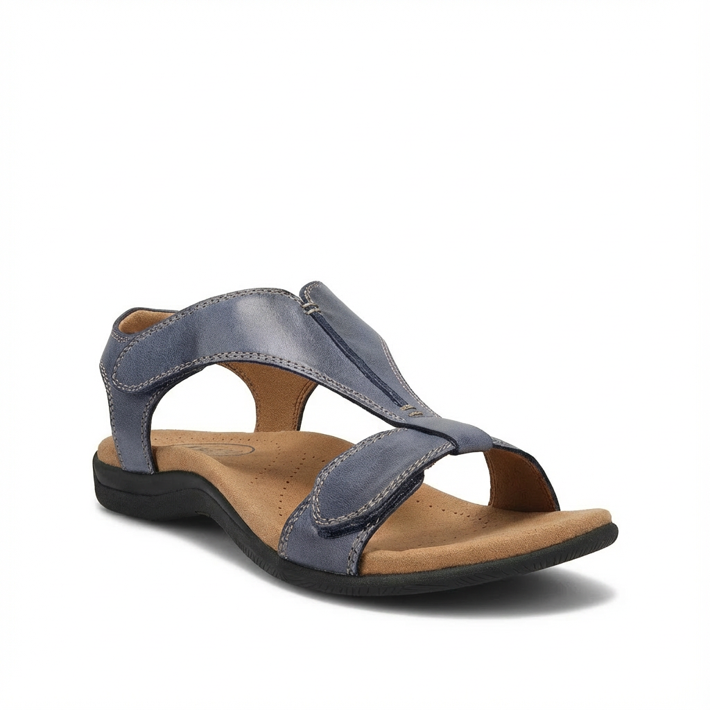 Sandales orthopédiques femme à bride en T, fermeture ajustable pour un maintien optimal.