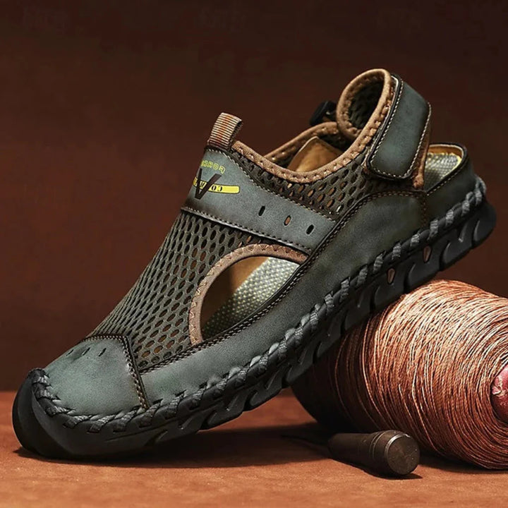 Chaussures confort d'été pour homme, sandales respirantes noires à bout fermé, orthopédiques et marche.