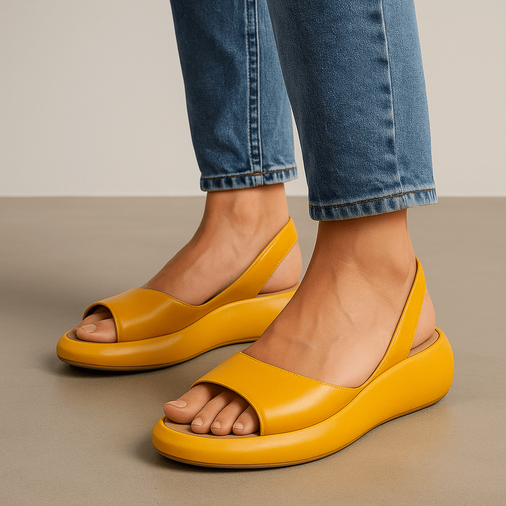 Sandales femme mode compensées confortables avec bout ouvert élégant pour l'été.