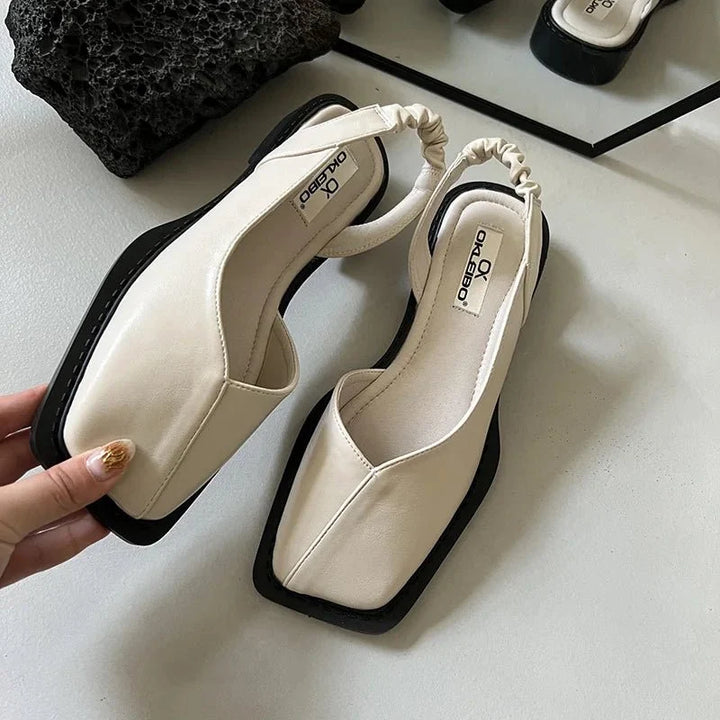 Tendance sandales femme slingback à bout carré. Chaussures élégantes et confortables pour l'été.