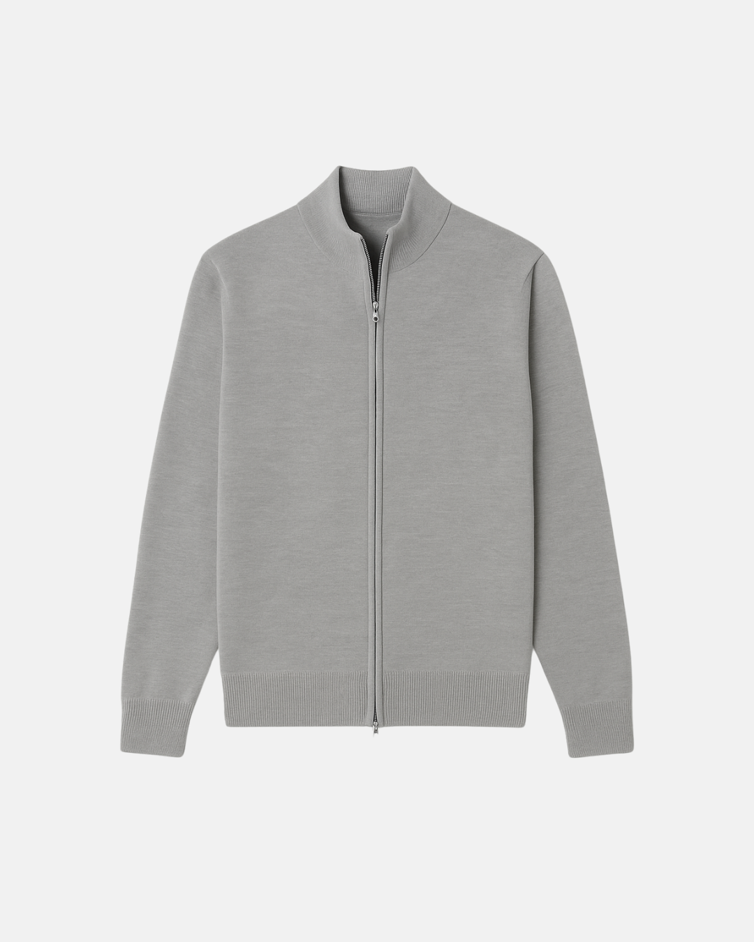 Cardigan zippé homme élégant en maille fine, parfait pour un look chic décontracté de mi-saison.