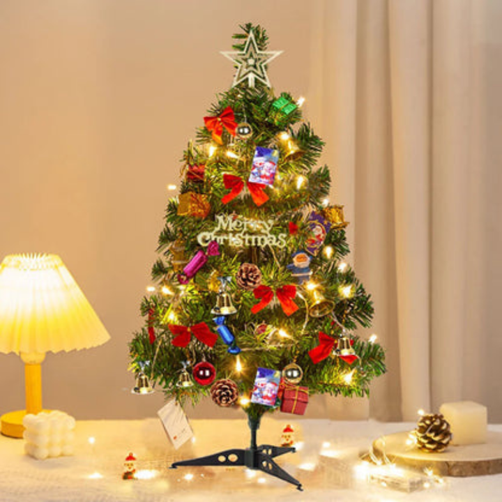 Sapin de Noël de table compact, pré-décoré. Idéal pour une touche festive facile et rapide.