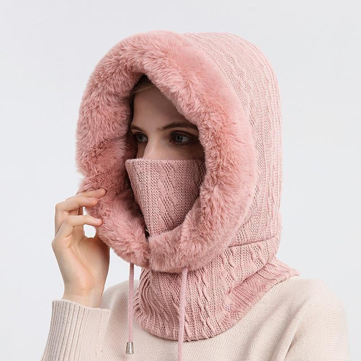 Scoodie femme ultra-doux, bonnet, capuche et écharpe intégrés. Chaud et confortable pour l'hiver rigoureux.