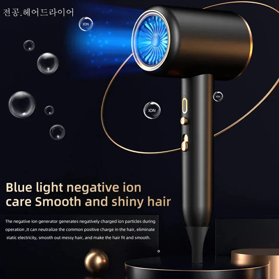 Obtenez des cheveux brillants sans frisottis avec ce sèche-cheveux professionnel ionique 2400W.