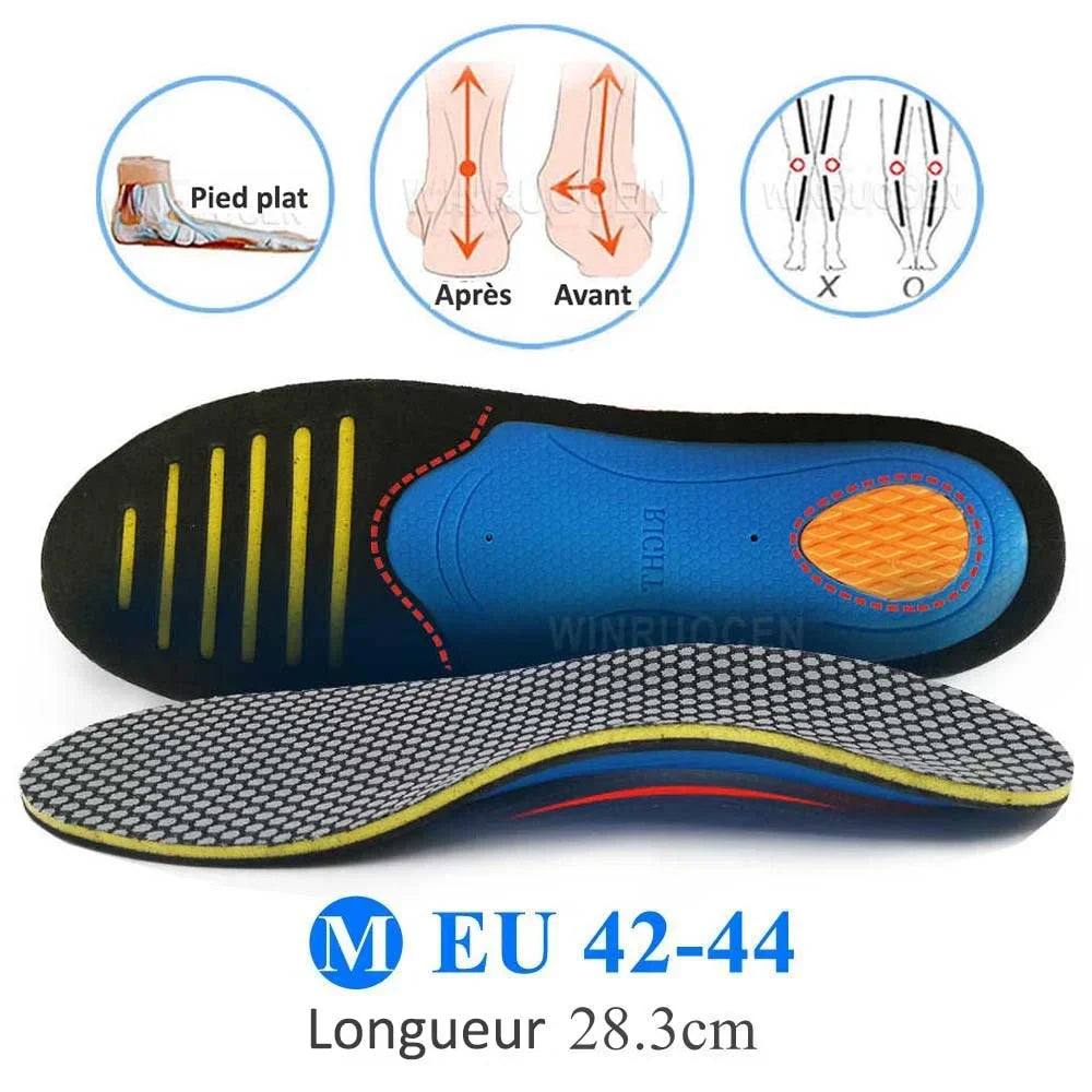 Semelles de soutien unisexe pour sport et quotidien, amortissent les chocs et offrent un confort durable à la voûte plantaire.