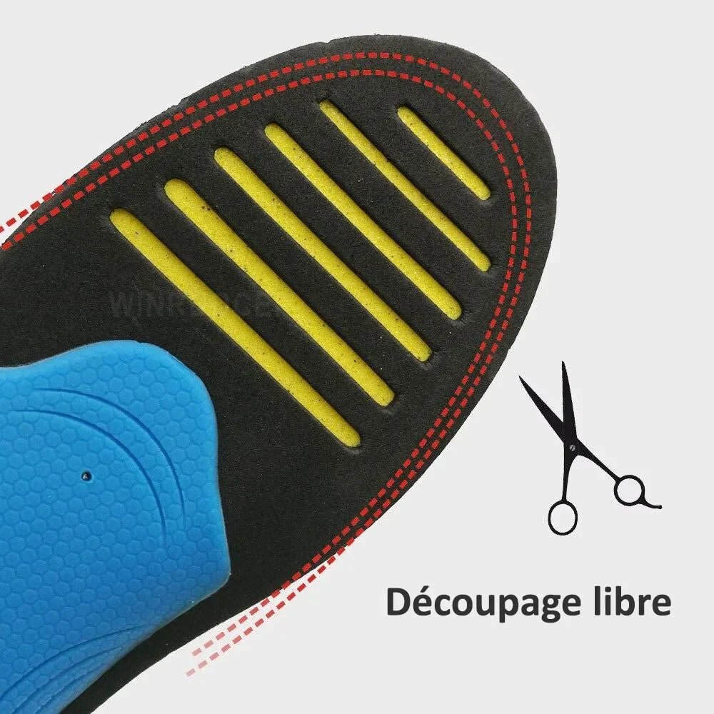 Semelles confortables pour chaussures, offrent soutien de la voûte et amorti, idéales pour le quotidien et les pieds fatigués.