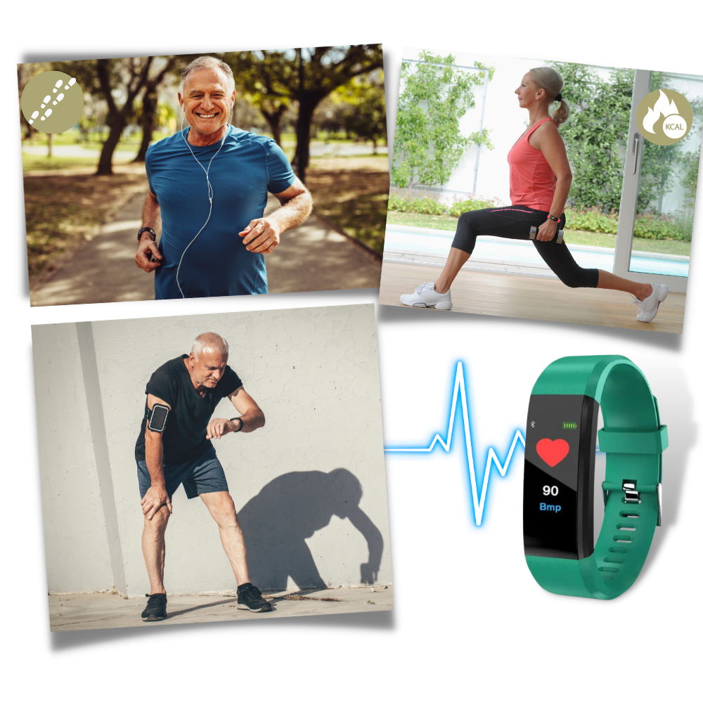 Montre connectée étanche pour seniors, autonomie longue, suivi santé fiable jour après jour.