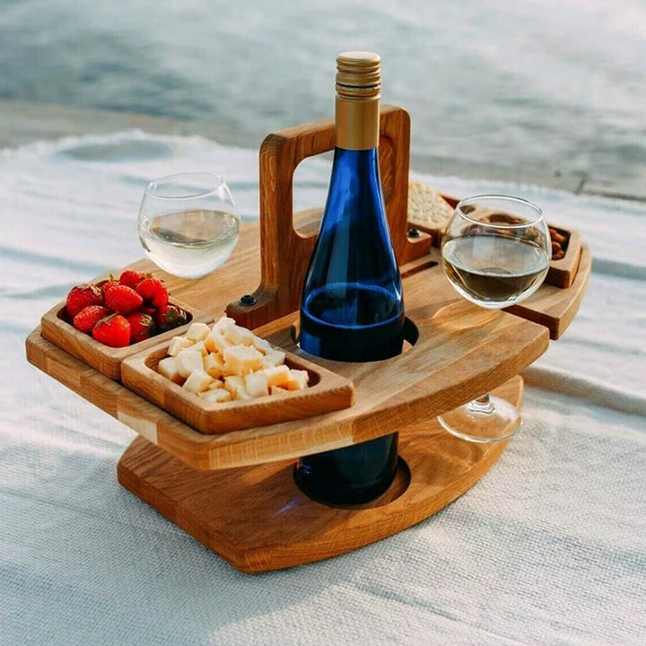 Table pique-nique luxe NobleWood en bois brun, design élégant et spacieux pour jardin/terrasse.