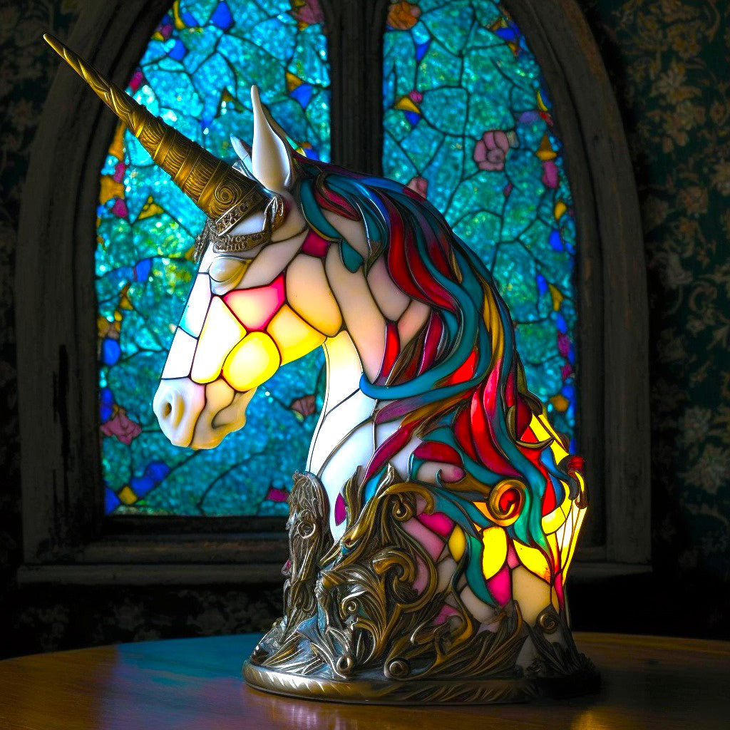 Lampe de table vitrail aux couleurs vives, design animaux, apporte une touche lumineuse et gaie.