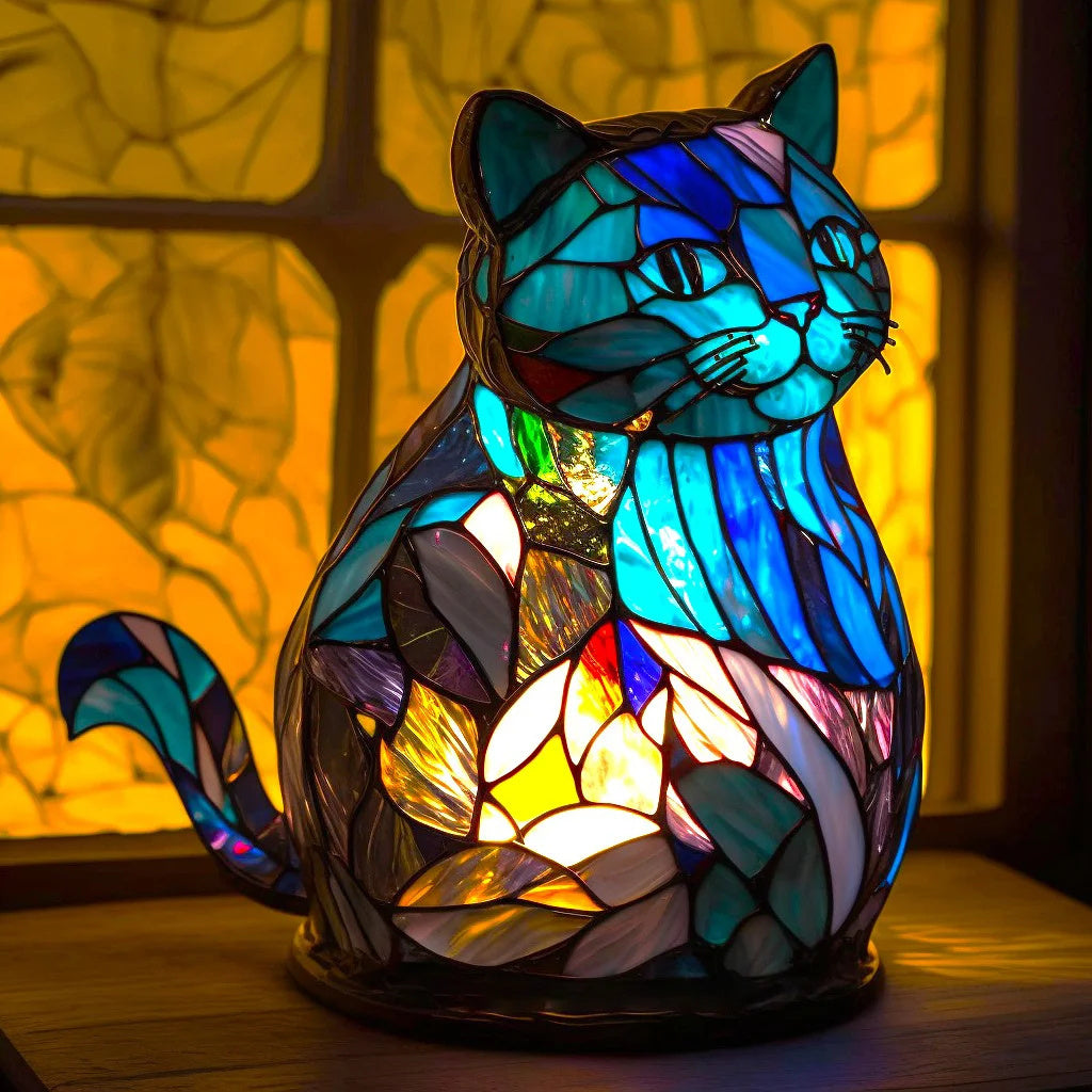 Lampe de table animaux colorés, veilleuse vitrail pour chambre d'enfant, lumière douce et joyeuse.