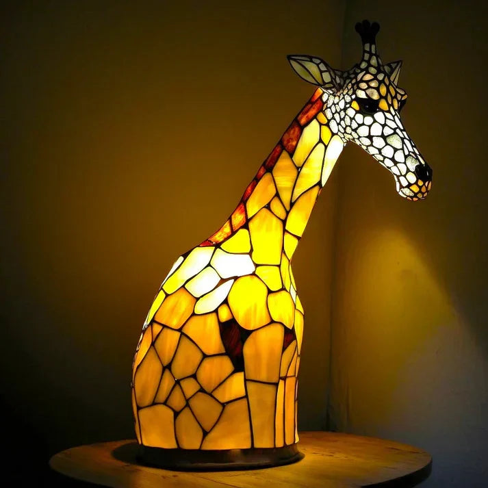 Cadeau original: lampe de table animaux colorés en vitrail, touche lumineuse pour intérieur.