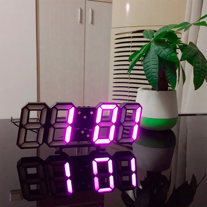 Horloge murale LED 3D esthétique avec lumière ajustable, parfaite pour une décoration intérieure moderne.