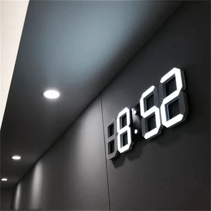 Horloge murale LED 3D élégante LuxuraTime pour décoration intérieure moderne avec lumière ajustable.
