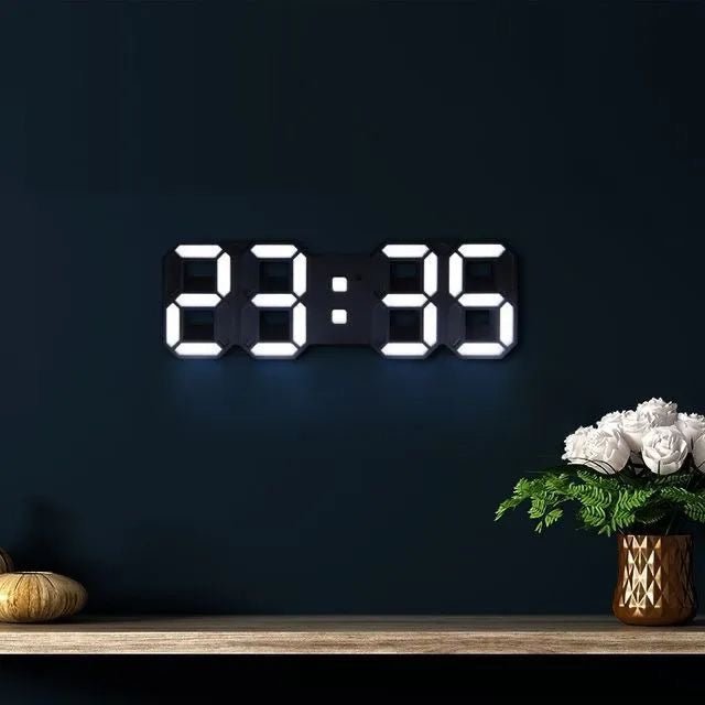 Horloge murale LED 3D fonctionnelle et décorative, offrant une ambiance lumineuse moderne à votre intérieur.