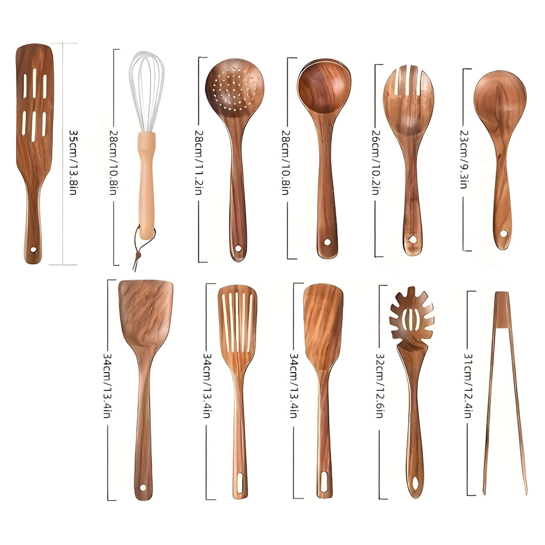 Belles spatules et cuillères en bois naturel massif. Ustensiles de cuisine écologiques, sûrs et élégants pour le foyer.