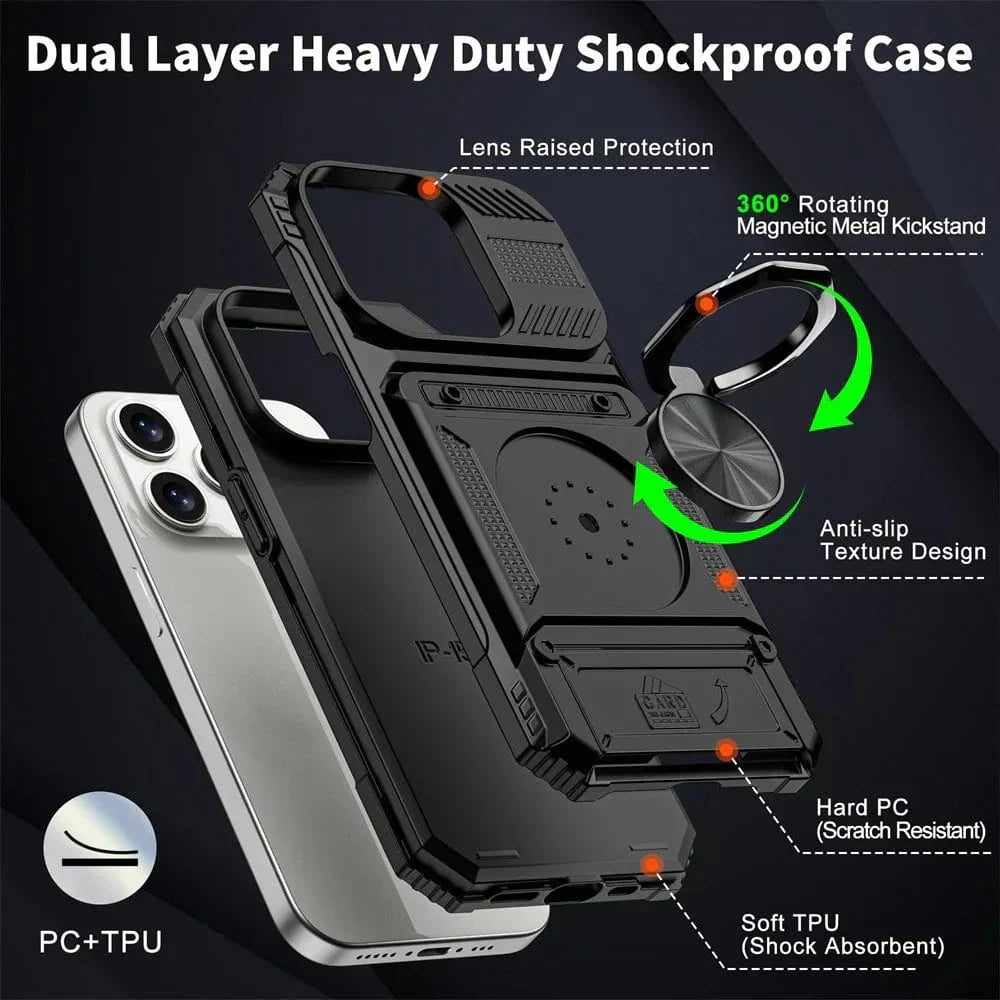 Solution 2-en-1 : coque iPhone antichoc et portefeuille magnétique intégré pour un maximum de commodité.
