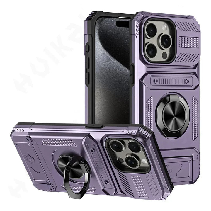 Coque portefeuille magnétique pour iPhone, protection intégrale Zelara, fentes pour cartes et support.