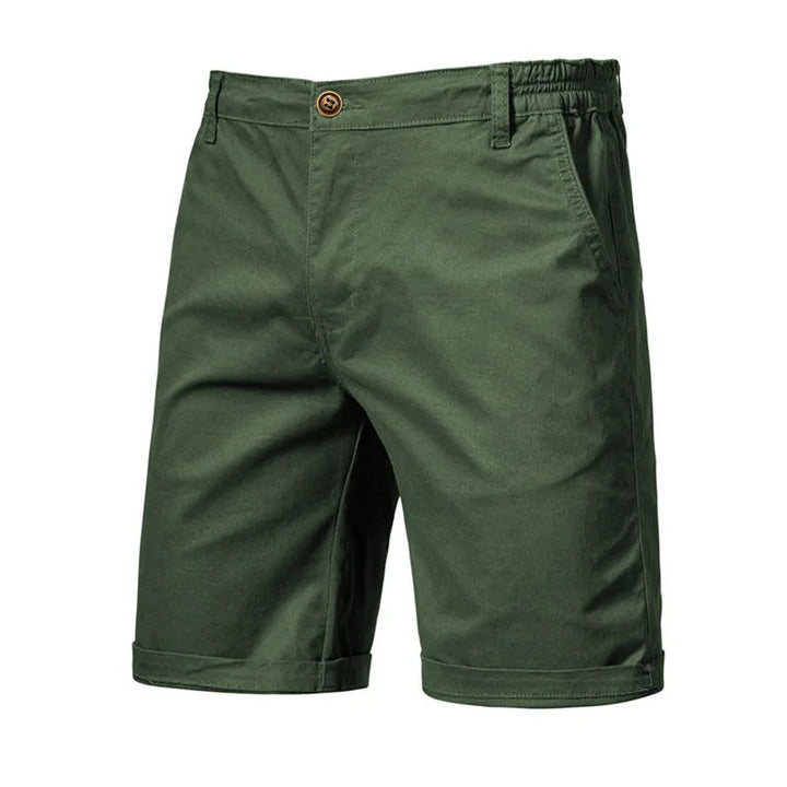 Short chino homme noir, taille élastiquée, parfait pour un look décontracté chic en été. Confortable et stylé.