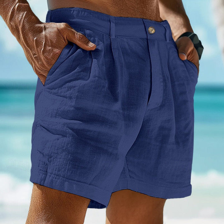 Short homme bleu confortable, style décontracté pour l'été. Idéal plage, vacances ou look casual mode homme.