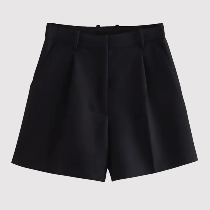Shorts femme plissés à taille haute, décontractés et confortables, essentiels pour une garde-robe printemps-été mode.