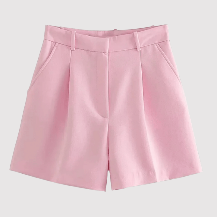 Shorts plissés à taille haute pour femme, élégants et confortables, parfaits pour l'été et le printemps. Style mode.
