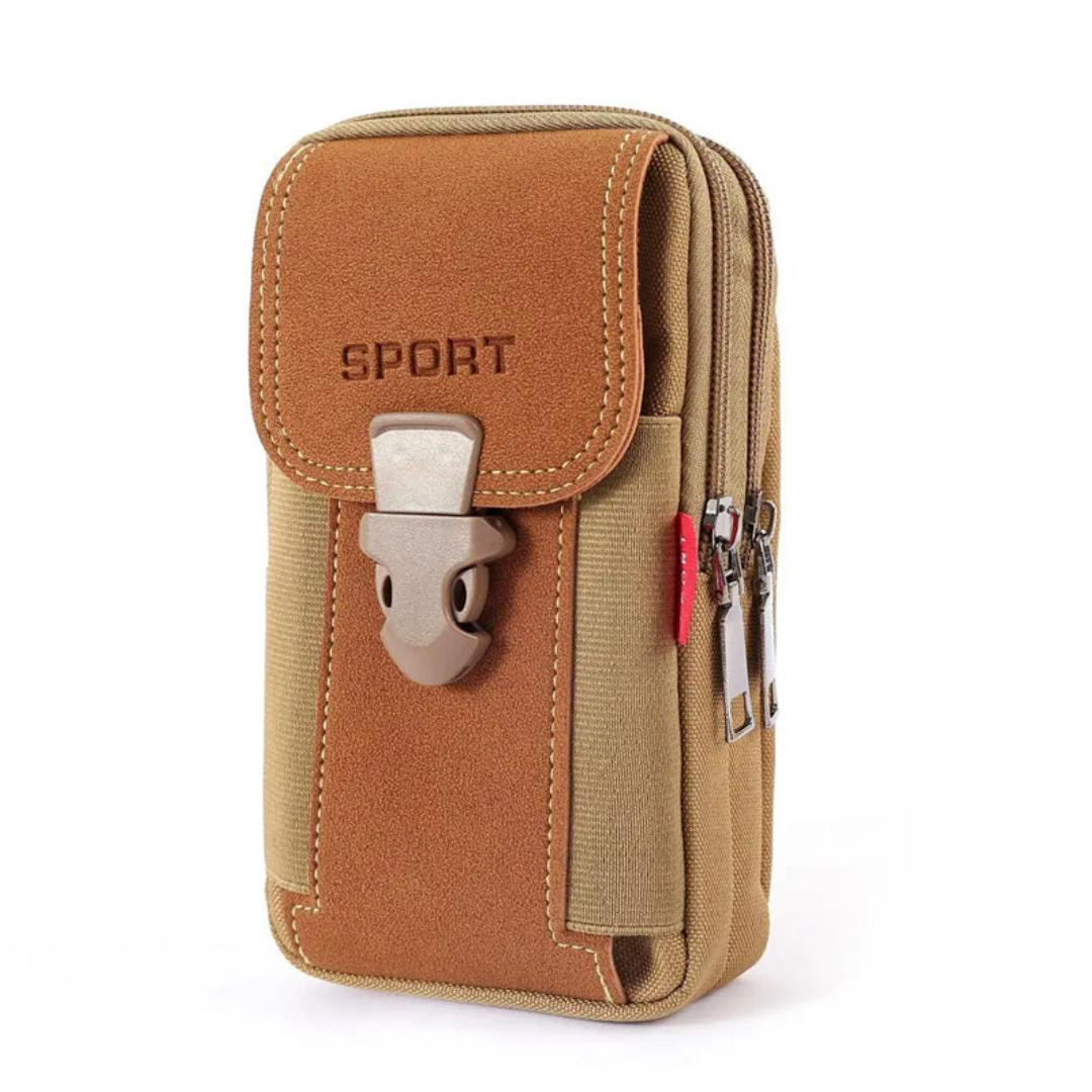 Sac banane homme FlexiPouch noir, compact et discret pour rangement essentiel en nylon.