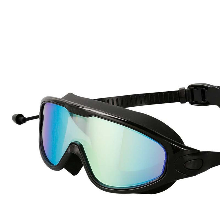 Lunettes de natation unisexe anti-buée à vision panoramique, idéales pour piscine et eau libre.