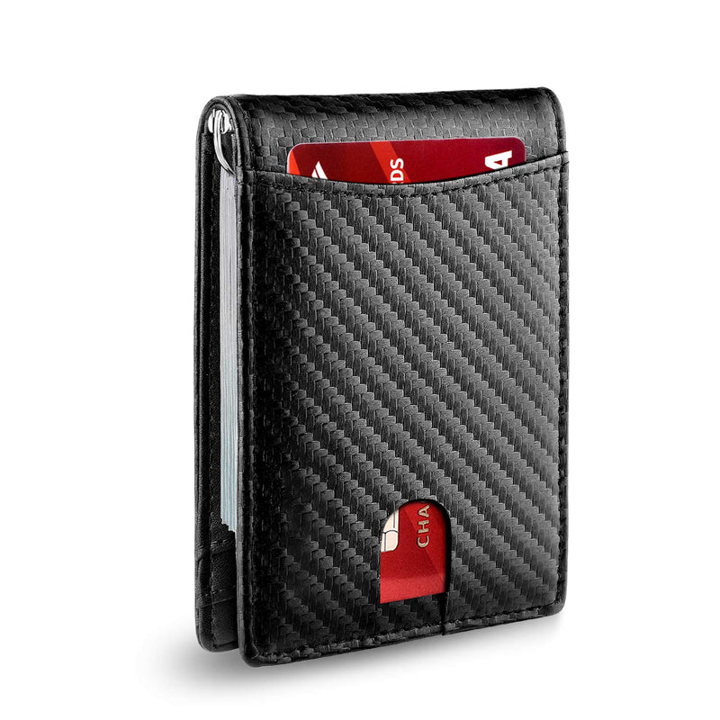 Portefeuille homme mince cuir véritable noir, protection RFID élégante et minimaliste.