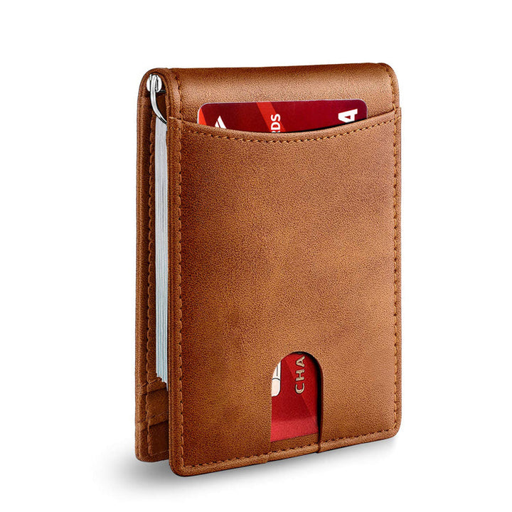 Style et protection : portefeuille slim en cuir véritable pour homme, anti-RFID.