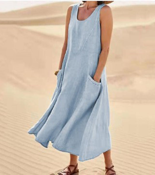 Robe décontractée femme en tissu léger, un choix idéal pour l'été et le confort quotidien.