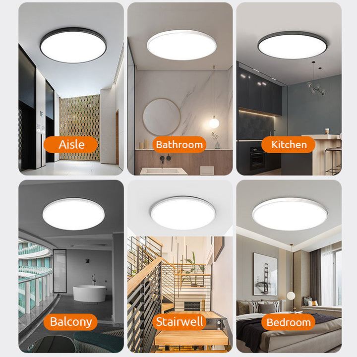Lampe de plafond LED plate, noire ou blanche, un luminaire moderne pour tout intérieur contemporain.