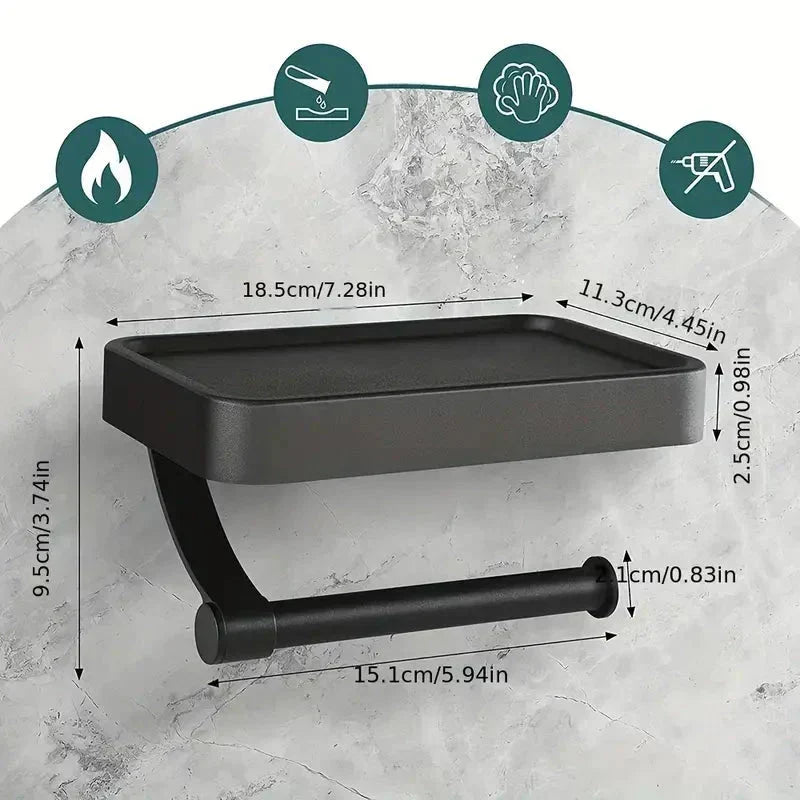 Organisateur salle de bain mural: porte papier toilette avec étagère, solution de rangement astucieuse.