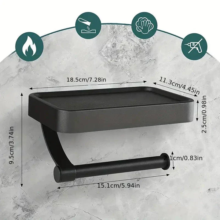 Organisateur salle de bain mural: porte papier toilette avec étagère, solution de rangement astucieuse.