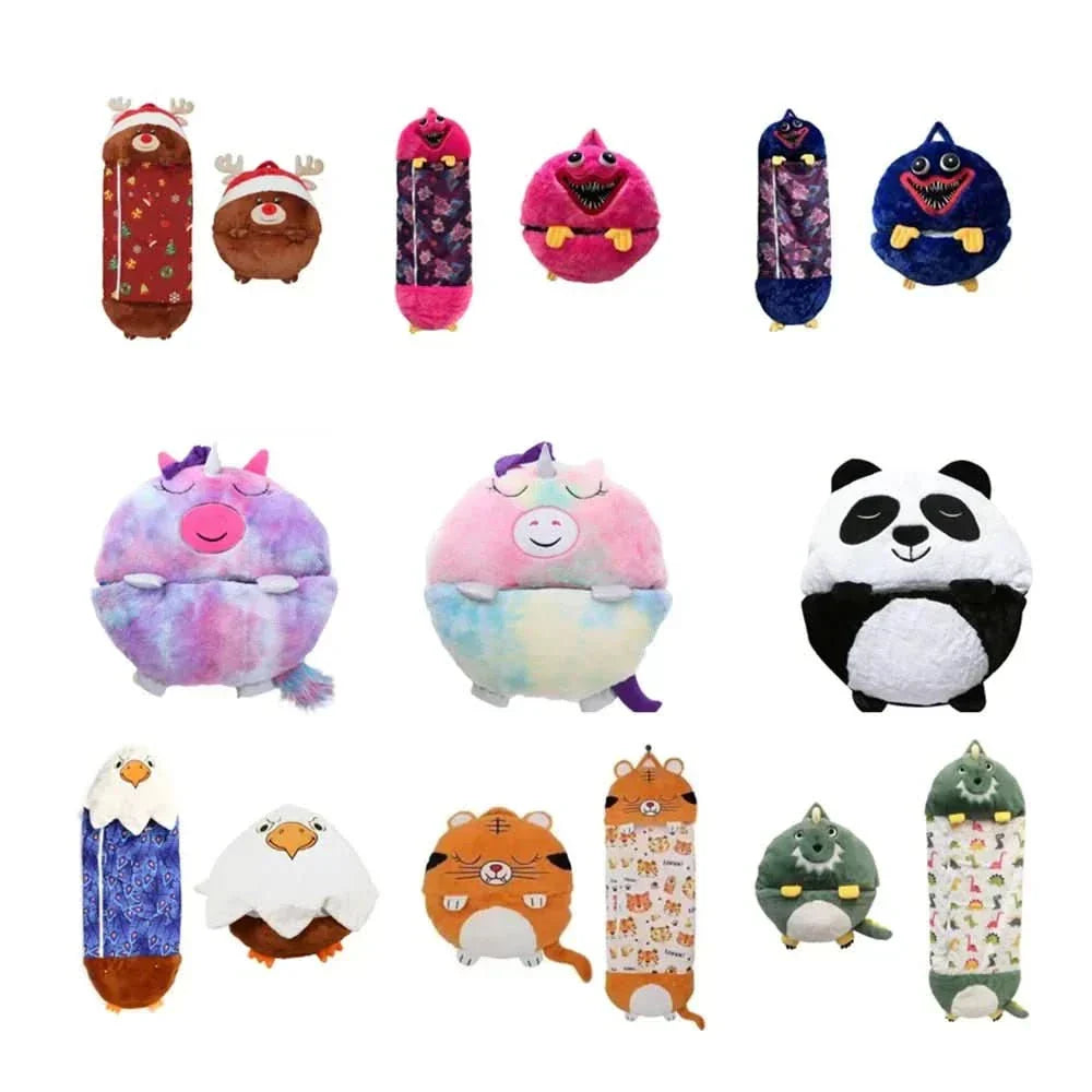 Sac de couchage enfant FloppiPals, doudou peluche ultra doux, idéal pour le repos et le jeu.