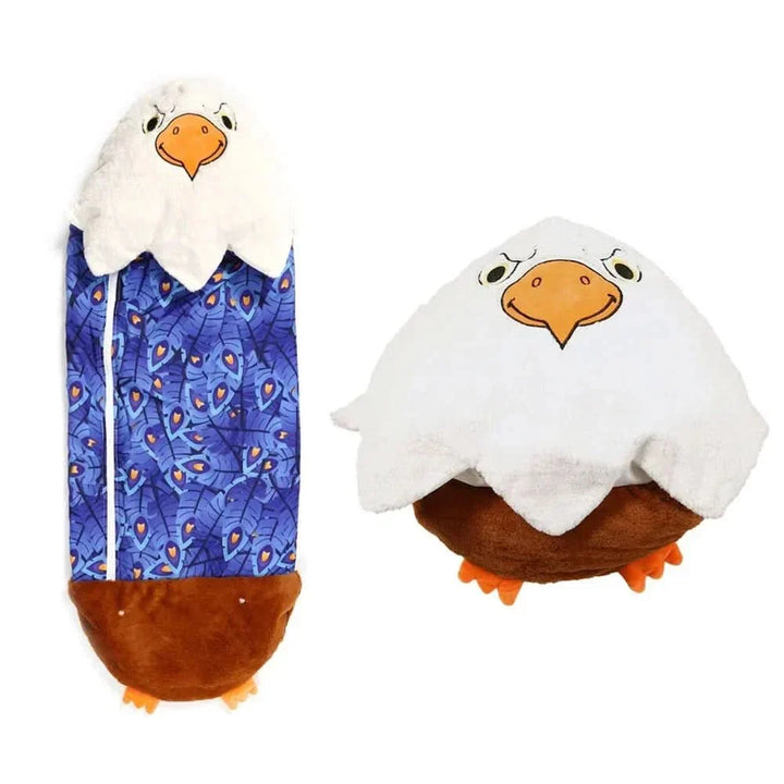 Sac de couchage FloppiPals pour enfants, peluche compagnon de sommeil, confort et amusement.