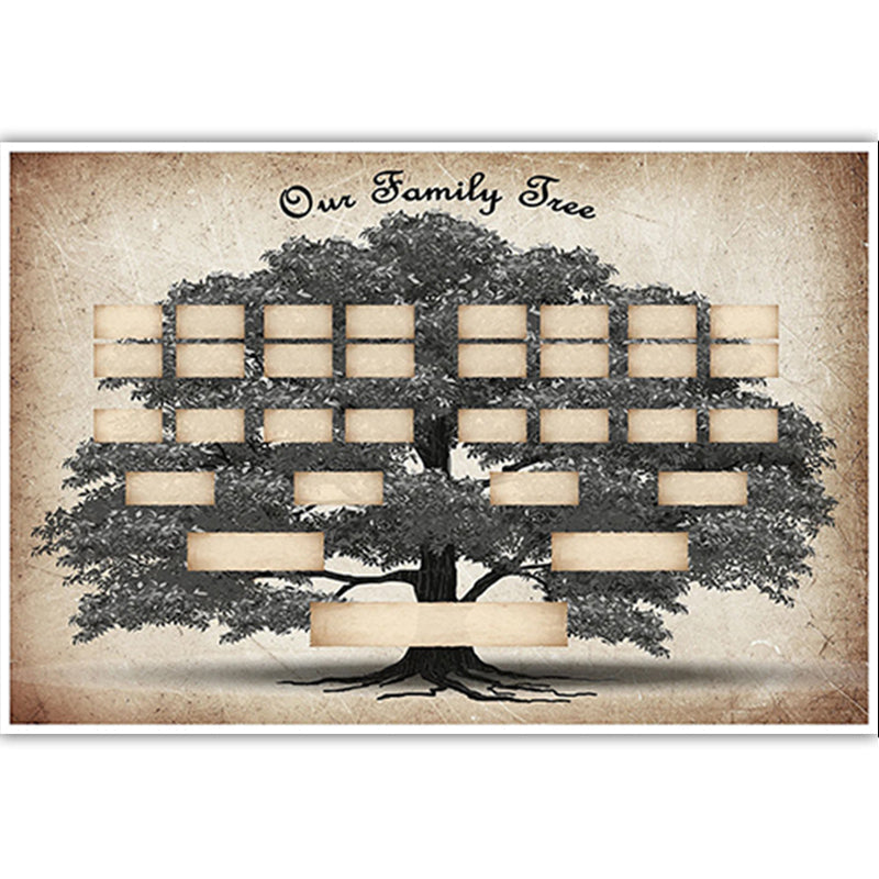Arbre familial décoratif, 6 générations, pour organiser et afficher l'histoire des ancêtres. Idée cadeau personnalisé.
