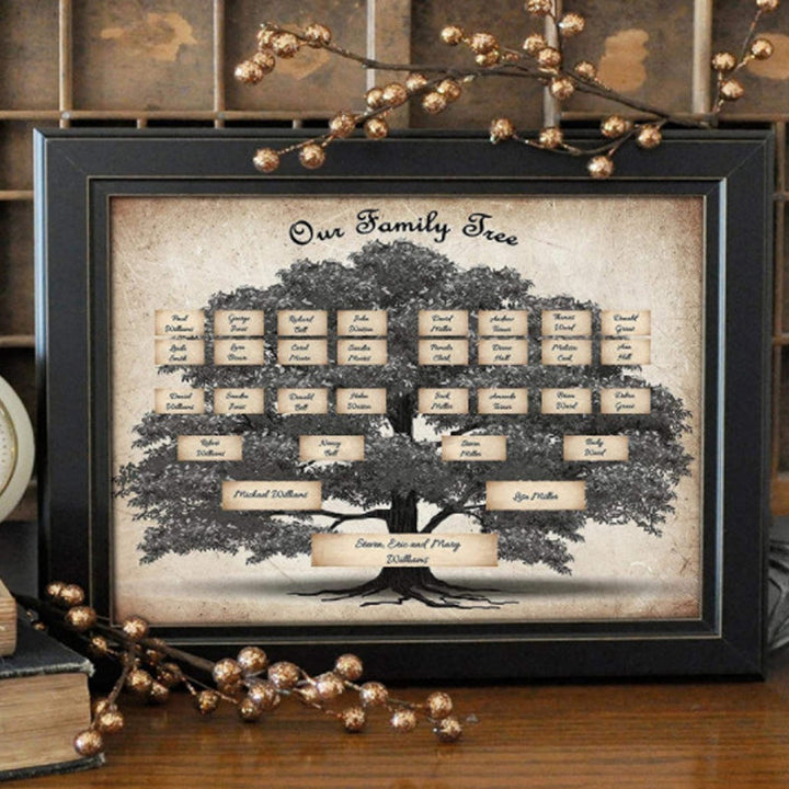 Affiche d'arbre généalogique pour 6 générations, vierge, prête à être remplie. Cadeau familial mémorable.