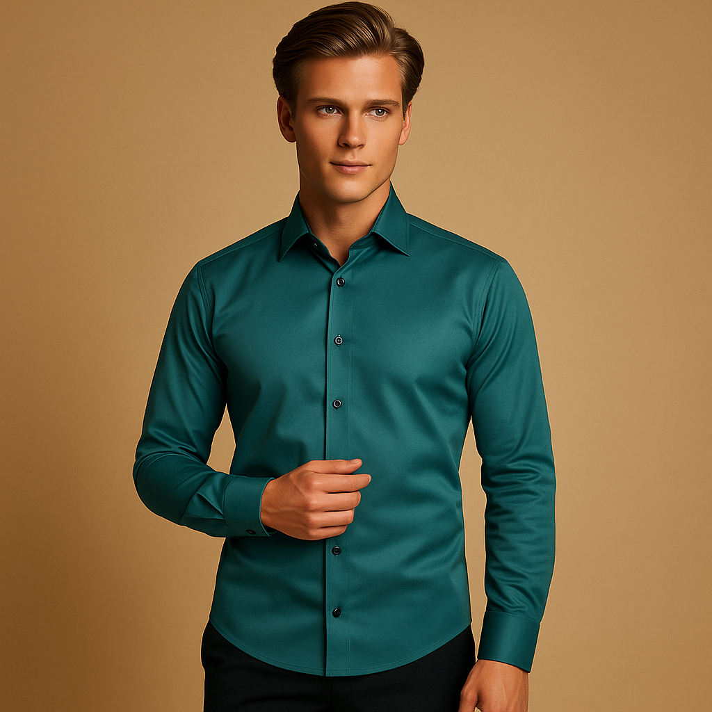 Chemise stretch homme coupe slim élégante, vêtement masculin confortable pour toutes occasions, look soigné.