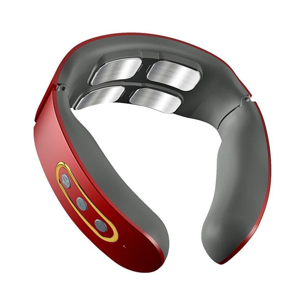 Masseur ergonomique pour cou et épaules, design portable noir, offrant un soulagement musculaire optimal et une relaxation.