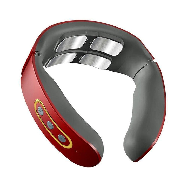 Masseur ergonomique pour cou et épaules, design portable noir, offrant un soulagement musculaire optimal et une relaxation.