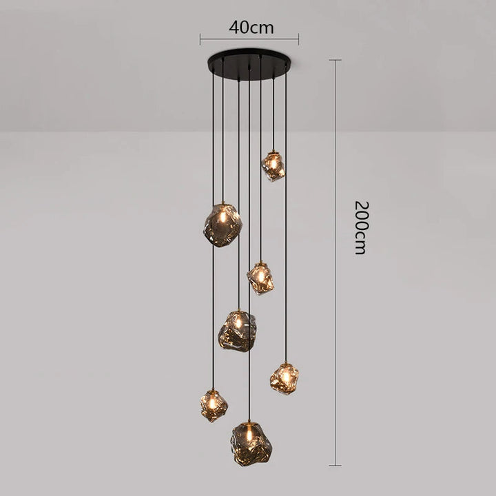 Chandelier suspendu contemporain LED, luminaire d'escalier design nordique, décoration intérieure villa.
