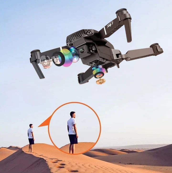 Drone AeroPrisma tech 6K HD avec double caméra pour une photographie aérienne nette et une vidéo stable en extérieur.