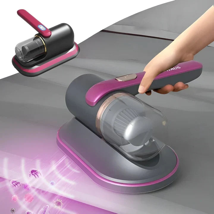Aspirateur anti-acariens sans fil UV MiteFree Majesty, nettoie matelas et textiles en profondeur.