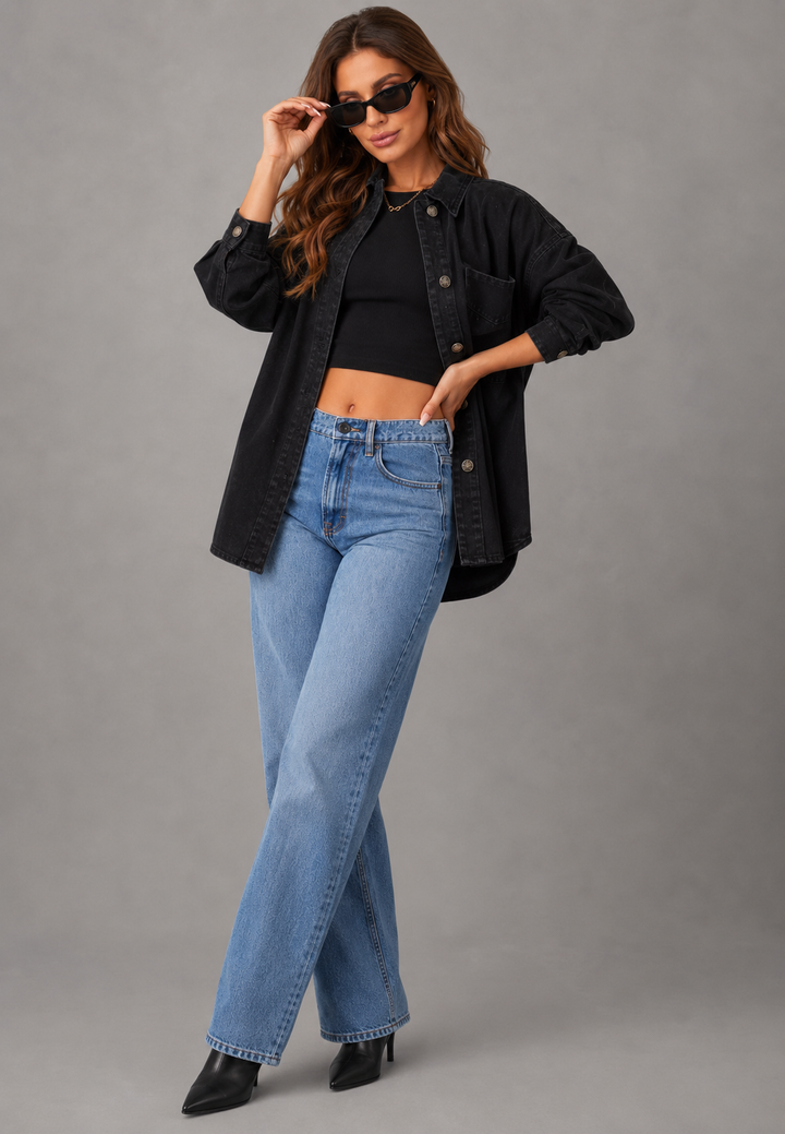 Surchemise femme oversize chic et confortable, parfaite pour les saisons automne et printemps.