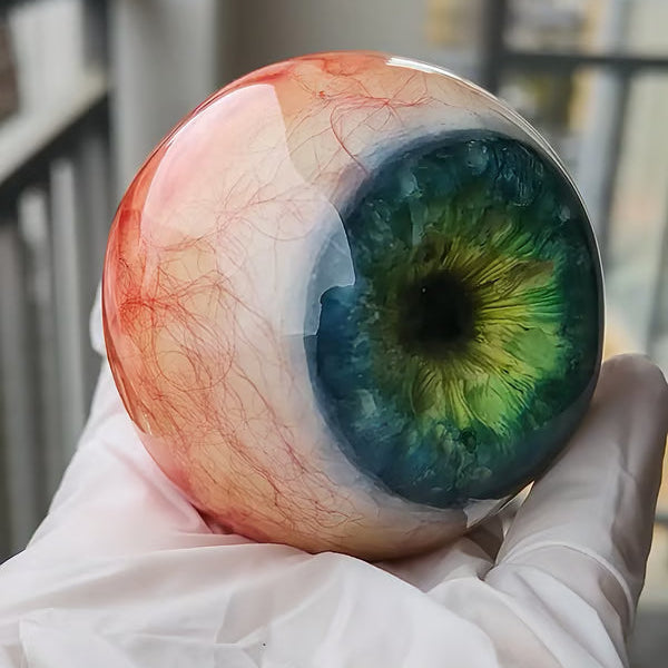 Objet décoratif mystique en forme de sphère Œil, pièce maîtresse de design pour bureau ou salon, touche d'art unique.