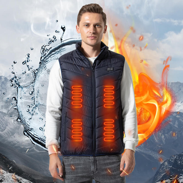 Gilet chauffant homme en graphène, chaleur intelligente pour l'hiver et les activités extérieures.