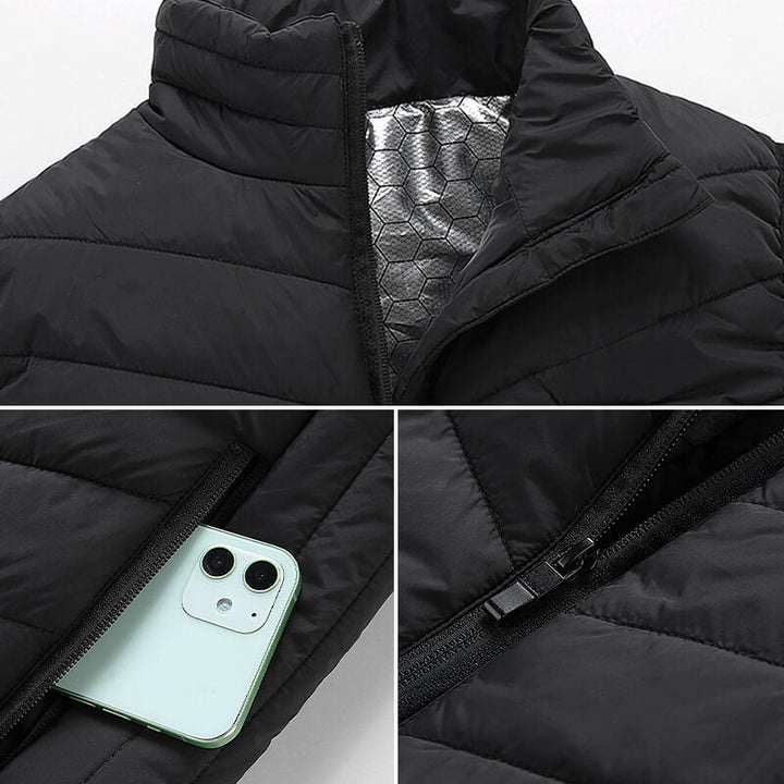 Gilet chauffant homme pour cyclisme ou randonnée. Chaleur rapide et ajustable grâce au graphène.