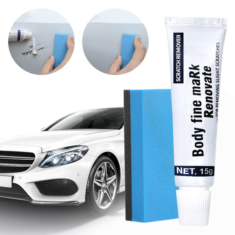Kit de polissage auto avec crème anti-rayures pour rénovation et protection de la carrosserie du véhicule.